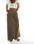 Фото #2 товара Brave Soul satin midi skirt in khaki