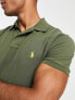Фото #4 товара Polo Ralph Lauren icon logo slim fit pique polo in dark green