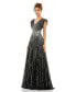 Фото #1 товара Women's Sequined Cut Out Ruffled Cap Sleeve Lace Up Gown