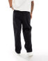 Pull&Bear wide leg casual trouser in black