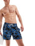 Фото #1 товара Hollister 9inch floral print swim short in black and blue with side pockets