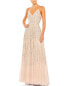 Фото #1 товара Mac Duggal Embellished V Neck Sleeveless Column Gown Women's