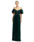 ფოტო #1 პროდუქტის Womens Dramatic Ruffle Edge Convertible Strap Metallic Pleated Maxi Dress