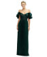 Womens Dramatic Ruffle Edge Convertible Strap Metallic Pleated Maxi Dress