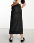 New Look coated midaxi skirt in black