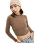 Фото #2 товара Mango fluffy cropped jumper in brown