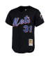 Men's Mike Piazza Black New York Mets Cooperstown Collection Mesh Batting Practice Button-Up Jersey