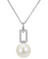 ფოტო #1 პროდუქტის Cultured Freshwater Pearl (9mm) Twist Square Pendant Necklace in Sterling Silver, 16" + 2" extender