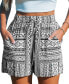 Women's Black & White Geometric Drawstring Shorts