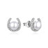 Půvabné stříbrné náušnice s perlami a zirkony E0003103