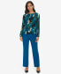 ფოტო #4 პროდუქტის Women's Printed Pleated Long-Sleeve Top