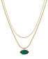 Green Glass Marquise Layered Necklace Set