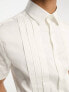 Фото #3 товара ASOS DESIGN formal slim sateen shirt with pleated front in white