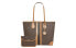 Фото #3 товара Сумка женская MICHAEL KORS MK Eva большая с блеском логотипа фирменная символическая материнская сумка полосатая из пластика буквенные цветные цвета сумка на руку, коричневый, 30T9GV0T7B-252