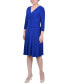 ფოტო #3 პროდუქტის Petite 3/4 Sleeve Rouched-Waist Dress