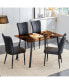 Rectangular Tea Brown Glass Dining Table with 4 Chairs