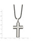 Black IP-plated Edges CZ Cross Pendant Ball Chain Necklace