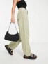 Фото #4 товара ASOS DESIGN Petite slouchy straight leg trousers in khaki