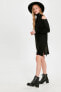 Фото #1 товара Платье женское LC WAIKIKI черное с рыбацким воротником и длинным рукавом