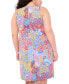 ფოტო #2 პროდუქტის Plus Size Printed Keyhole Sleeveless Swing Dress