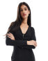 JDY ruched front midi dress in black