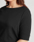 ფოტო #5 პროდუქტის Plus Size Cotton-Blend Boatneck Top