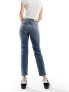 Noisy May Moni high waisted straight jeans in mid wash blue
