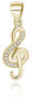 Gold-plated pendant with zircons Treble clef AGH591-GOLD