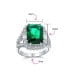 7CT Cubic Zirconia CZ Pave Rectangle Green Simulated Emerald Cut Statement Fashion Ring For Women Rhodium Plated Brass