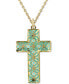 ფოტო #1 პროდუქტის Enamel Cross Overlay 18" Pendant Necklace in 14k Gold