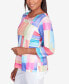 ფოტო #3 პროდუქტის Petite Classic Bright Patchwork Lace Neck Top