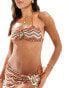 Фото #2 товара South Beach embroidered bandeau bikini top with hardwear in rust abstract print