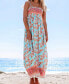 Фото #3 товара Women's Blue & Pink Floral Sleeveless Square Neck Maxi Beach Dress