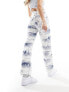 Фото #4 товара Levi's Ribcage straight fit ankle jeans in white with navy print