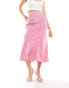 & Other Stories satin midi skirt with panel detail in pink