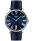 ფოტო #1 პროდუქტის Men's Swiss Carson Premium Blue Leather Strap Watch 40mm