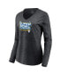 ფოტო #3 პროდუქტის Women's Charcoal Los Angeles Rams Super Bowl LVI Champions Parade V-Neck Long Sleeve T-shirt