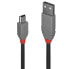 Фото #3 товара Lindy 5m USB 2.0 Type A to Mini-B Cable - Anthra Line - 5 m - USB A - Mini-USB B - USB 2.0 - 480 Mbit/s - Black