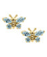 ფოტო #5 პროდუქტის Children's Birthday Cubic Zirconia Butterfly Earrings in 14k Yellow Gold