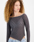 ფოტო #3 პროდუქტის Juniors' Asymmetric Heart Knit Long Sleeve