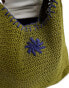 Фото #2 товара Pull&Bear crochet shoulder bag in olive green