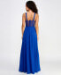 Фото #2 товара Juniors' Straight-Neck Lace-Back Chiffon Skater Gown