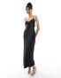 Фото #2 товара Miss Selfridge satin lace trim maxi slip dress