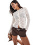 Фото #1 товара Morgan lace button through long sleeve cardigan in cream