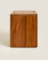 Square wooden bathroom wastepaper bin