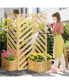 Фото #2 товара Decorative Outdoor Privacy Screen, Freestanding Divider/Separator with 4 Self-Draining Planters, 3 Trellis Plant Support Panels for Garden Walkway, Backyard, Natural Wood