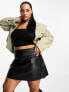 Фото #2 товара River Island Plus faux leather mini skirt in black