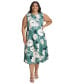 Plus Size Floral Jewel-Neck Sleeveless Dress Sequoia Multi, 22W - фото #1