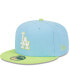 ფოტო #1 პროდუქტის Men's Light Blue, Neon Green Los Angeles Dodgers Spring Color Two-Tone 59FIFTY Fitted Hat