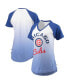 Фото #2 товара Women's Royal and White Chicago Cubs Shortstop Ombre Raglan V-Neck T-Shirt